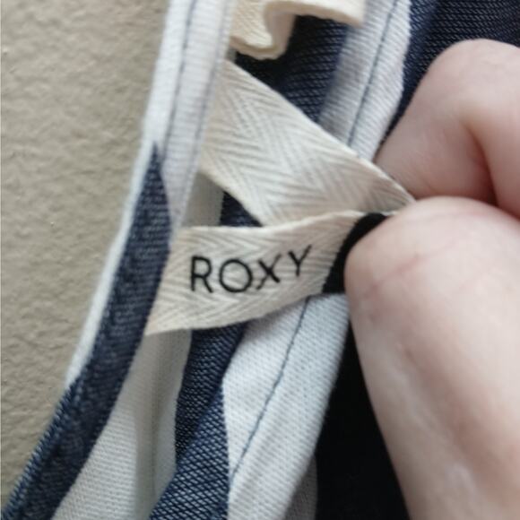 Roxy Jumpsuit with Belt Striped Wide Leg Blue & White Size XS Vacation Beach - Picture 11 of 14